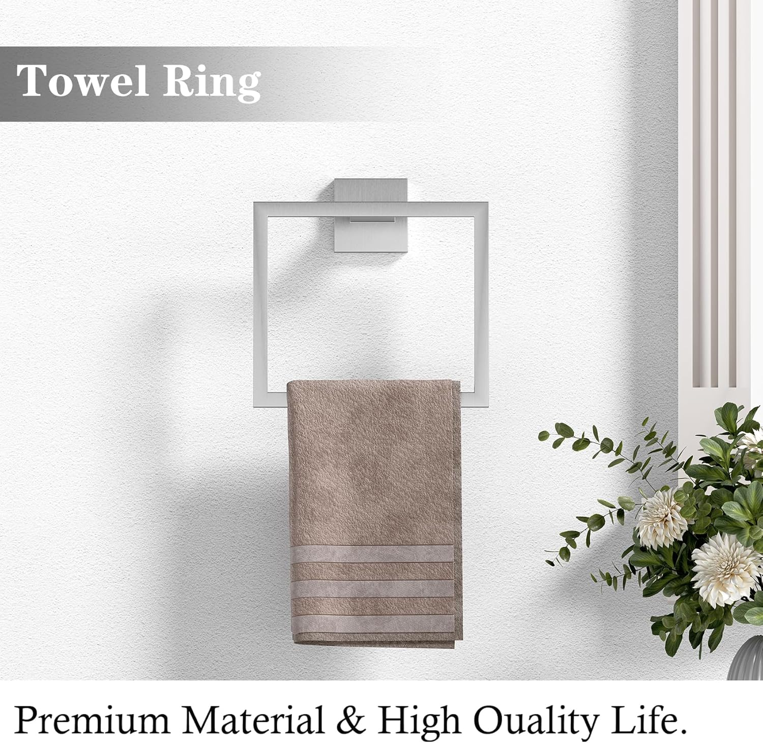 Matte Black Stainless Steel Bathroom Hardware Set, 24-inch Towel Bar