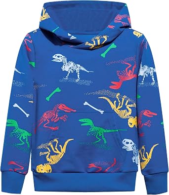 TLAENSON Kids Dinosaur Hoodie, Boys Girls Zip Up Sweatshirt Pullover 3-13Y