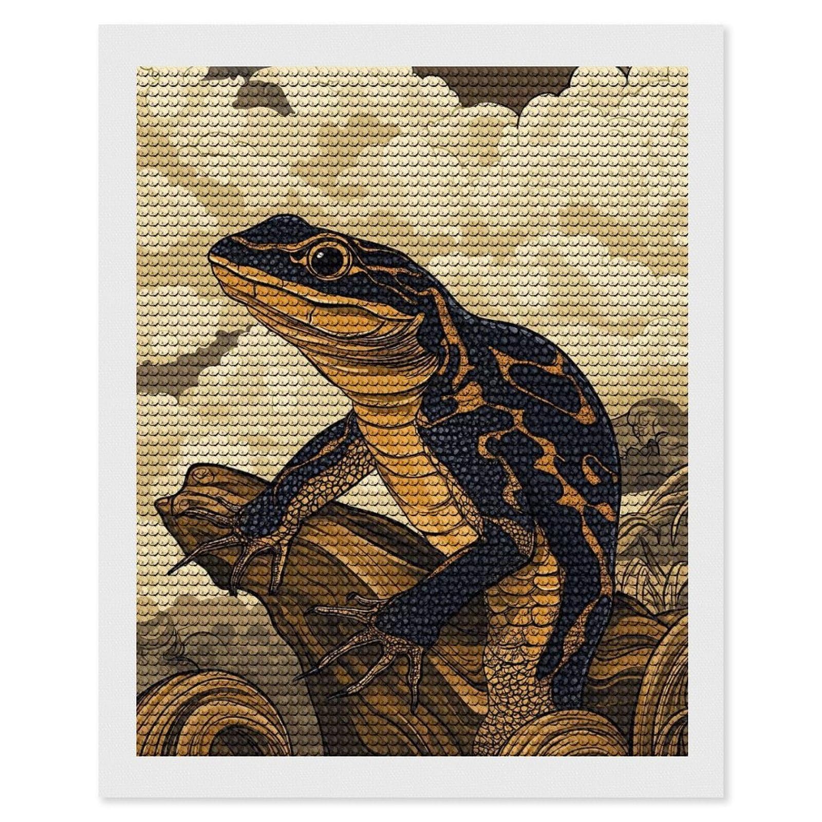 Junmoney Lizard in Clouds Diamond Painting Kit 16"x20", Festive Craft Gift, Bedroom Decor, Full Kit Included, Creative Gift Idea