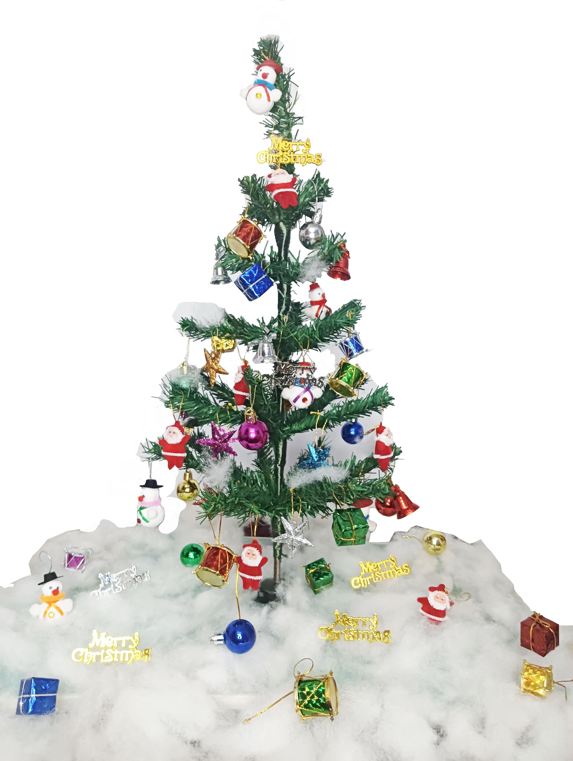 Lekshika Pack of 50 Christmas Decorations | Assorted Xmas Tree Hanging Ornaments with Balls, Bells, Stars, Drums, Gift Boxes & Mini Santa Claus Figures | Perfect for Home, Office & Party Decor 2