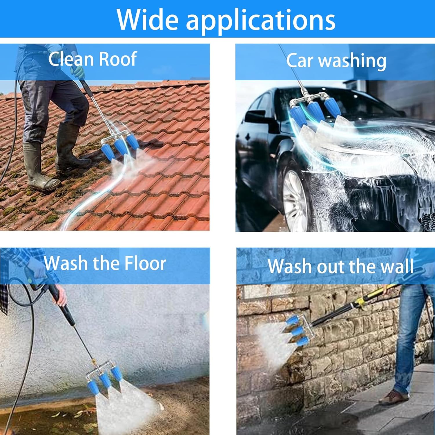 2026 New 4000 PSI Triple Turbo Nozzle Pressure Washer, 360° Rotating Spray Tip with 1/4" Quick Connect 2.0 Orifice, Heavy Duty Power Washer Accessory for Cleaning Driveway, House, Car (2 Heads)