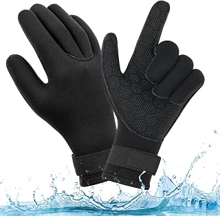 AUAUY Guantes de Buceo, Neopreno de Cinco Dedos para Traje, Guantes de Surf Antideslizantes Flexibles con Correa Ajustable