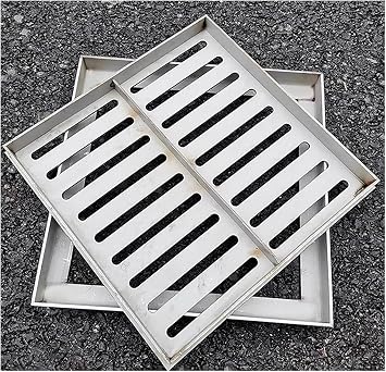 Outdoor Square Catch Basin Drain Grate, 24 20 16 14 12 10 8 Inch Drainage Trench Cover - 304 Stainless Steel, Well Covers For Yard Decorative, Driveway Floor Drain System(15x15x2cm/5.9x5.9x0.8in)