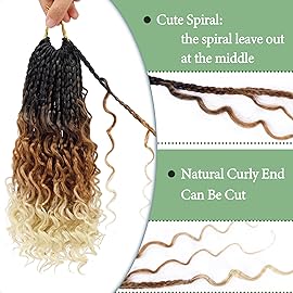 8 packs Goddess Box Braids Crochet Hair For Women 10 inch Bohemian Crochet Box Braids With Curly Ends Boho Box Braids Crochet braids Braiding Hair Extensions (10 inch, T1B/30/613)