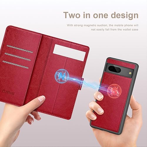 Miniatura 9 de Funda tipo cartera desmontable 2 en 1 para Google Pixel 7A con soporte para tarjeta de crédito, bloqueo RFID, funda protectora de piel sintética