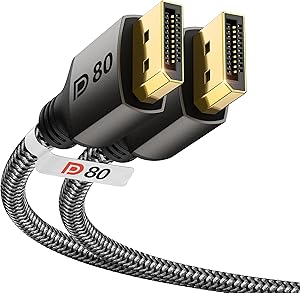 Stouchi DisplayPort Cable 2.1 2 m | VESA Certified | 80 Gbit/s [16K@60Hz | 8K@240Hz | 4K@540Hz] HDR, HDCP, DSC 1.2a, FreeS…