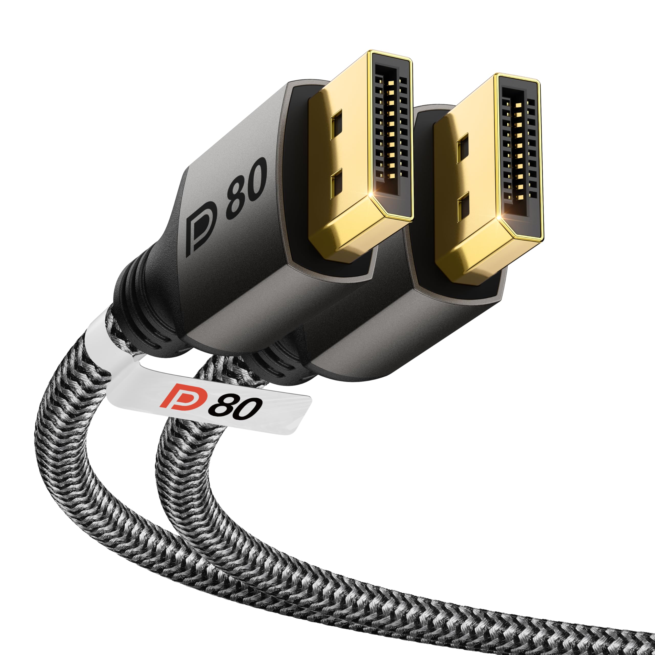 Stouchi DisplayPort Kabel 2.1 2M | VESA Zertifiziert | 80 Gbit/s [16K@60Hz | 8K@240Hz | 4K@540Hz] HDR, HDCP, DSC 1.2a, FreeSync, G-Sync | DP 2.1 Kabel für Gaming-Monitore, RTX 5090, RX 9070