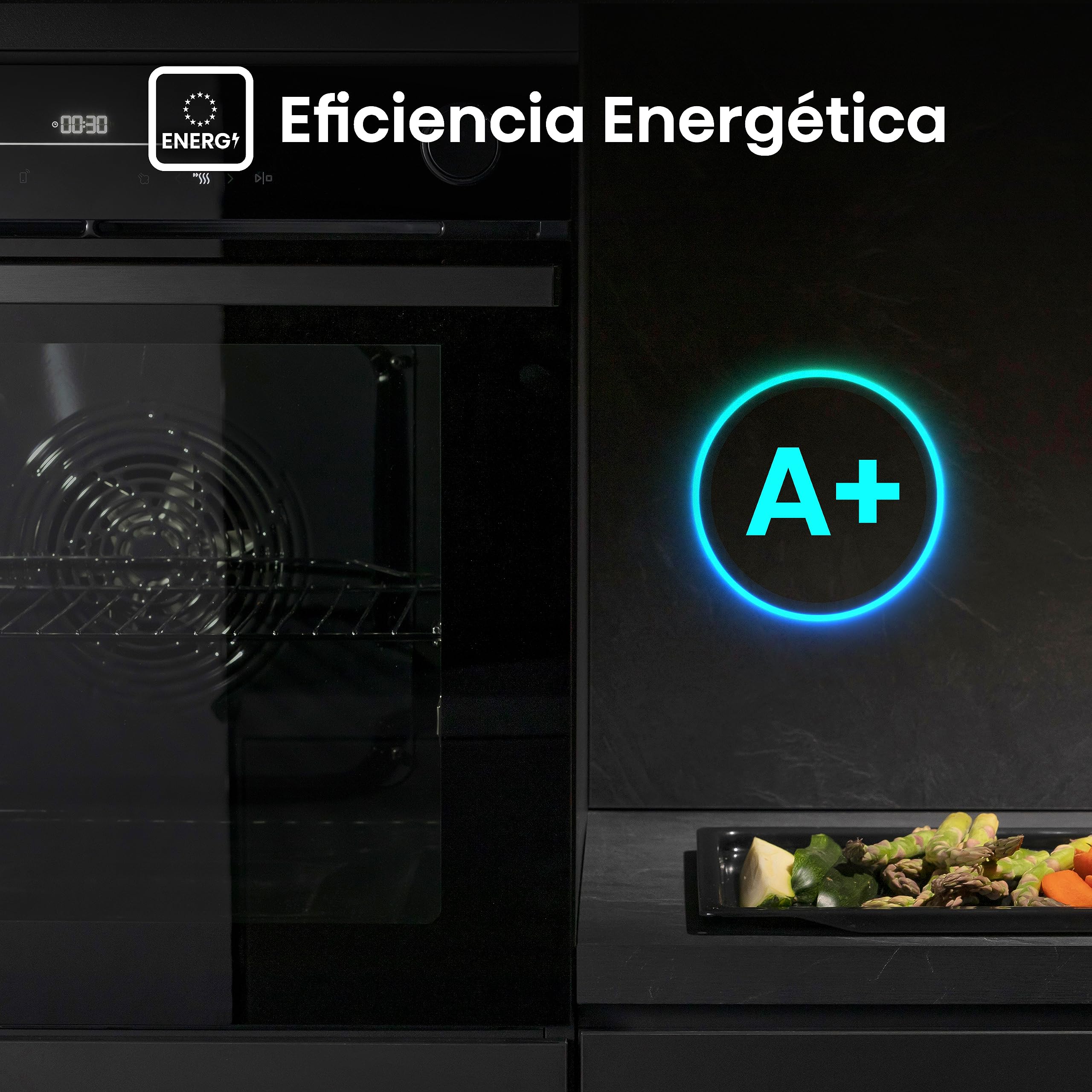 Hisense BSA66346ADBGWIFI- Horno, Even Bake 77L, Cocción Vapor, Limpieza a Vapor, Cocción Simultánea x5, Modo Air Fry, Esmalte Fácil Limpieza, Modo Grill, Eficiencia Energética A+