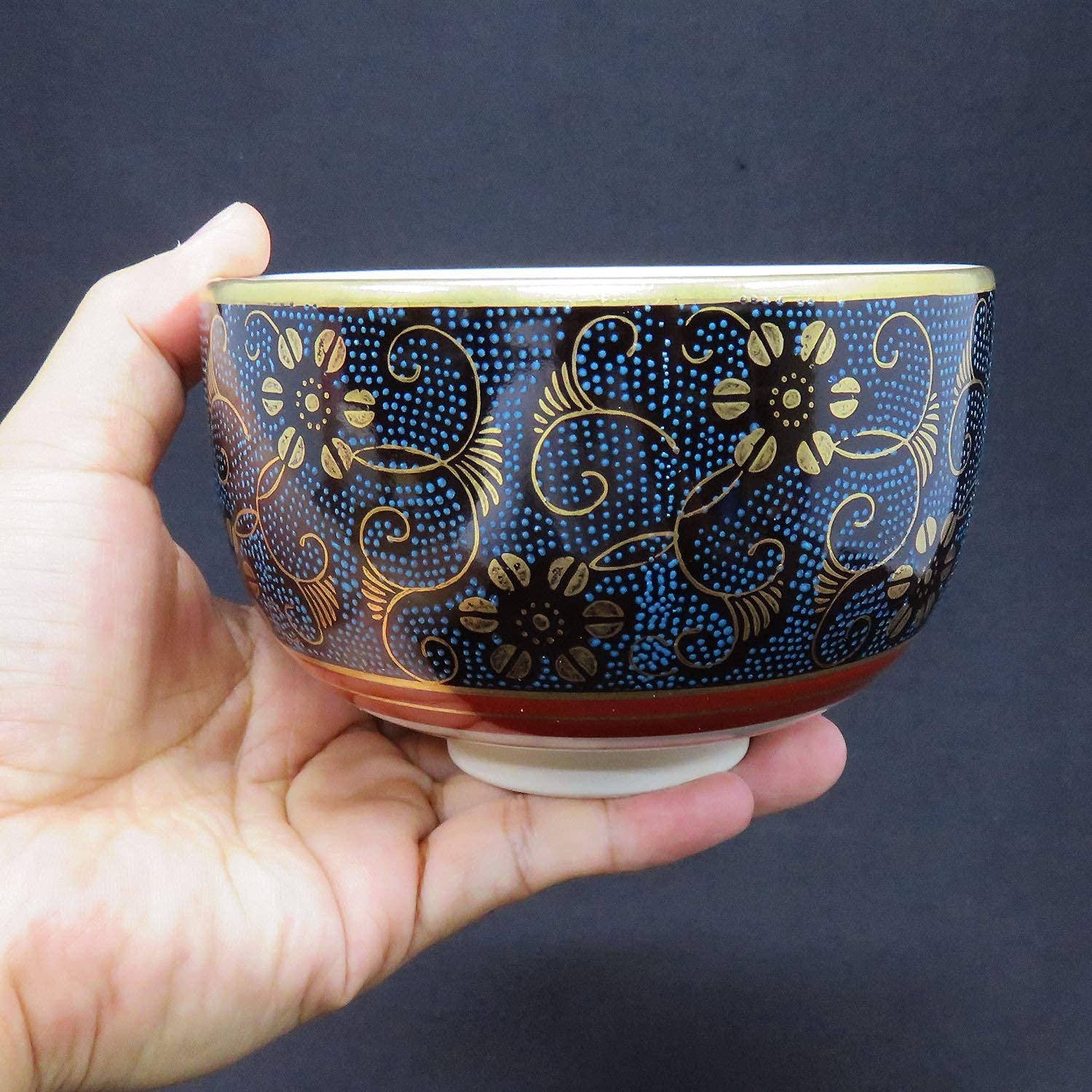 Amazon | 九谷焼 抹茶碗 青粒鉄仙 茶器 茶道具 抹茶茶碗 喜寿お祝い