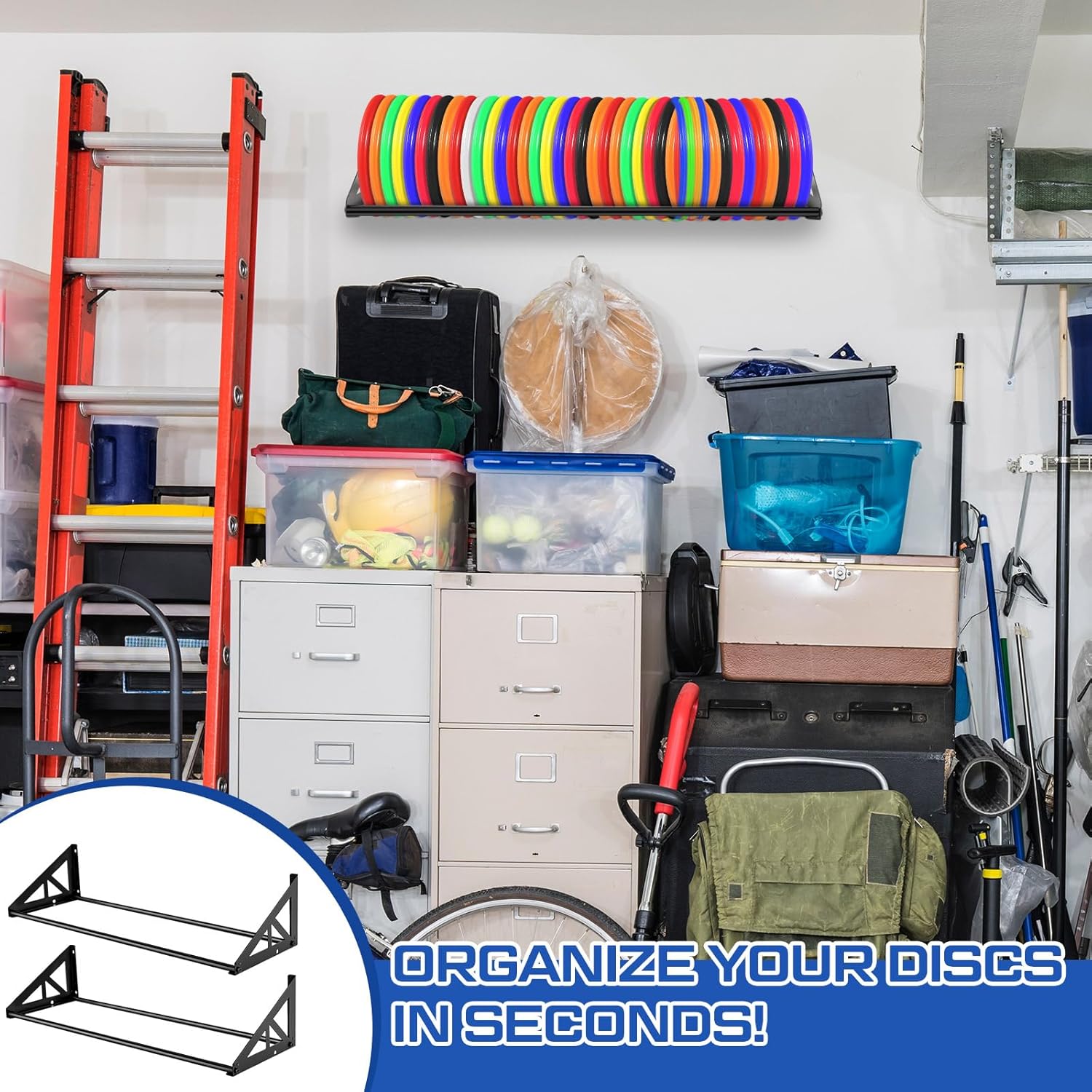 Weysat 2 Pack Disc Golf Storage Rack Wall Mount Disc Golf Accessories Organizer Rack Holder Basket Shelf for Home Garage