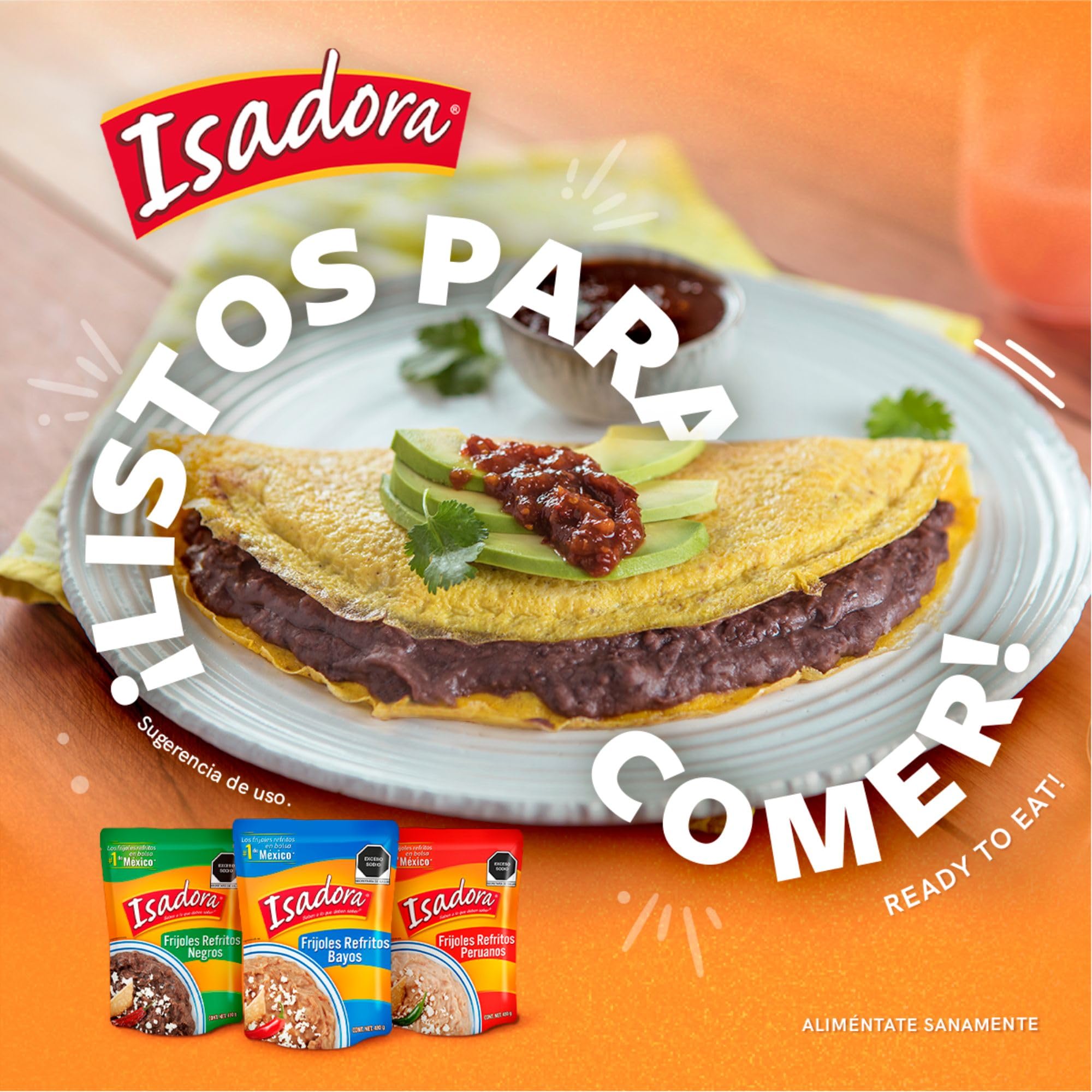 Frijoles Refritos Negros Isadora 430g Bolsa Hechos en México Sin conservantes Ingredientes naturales Listo para comer