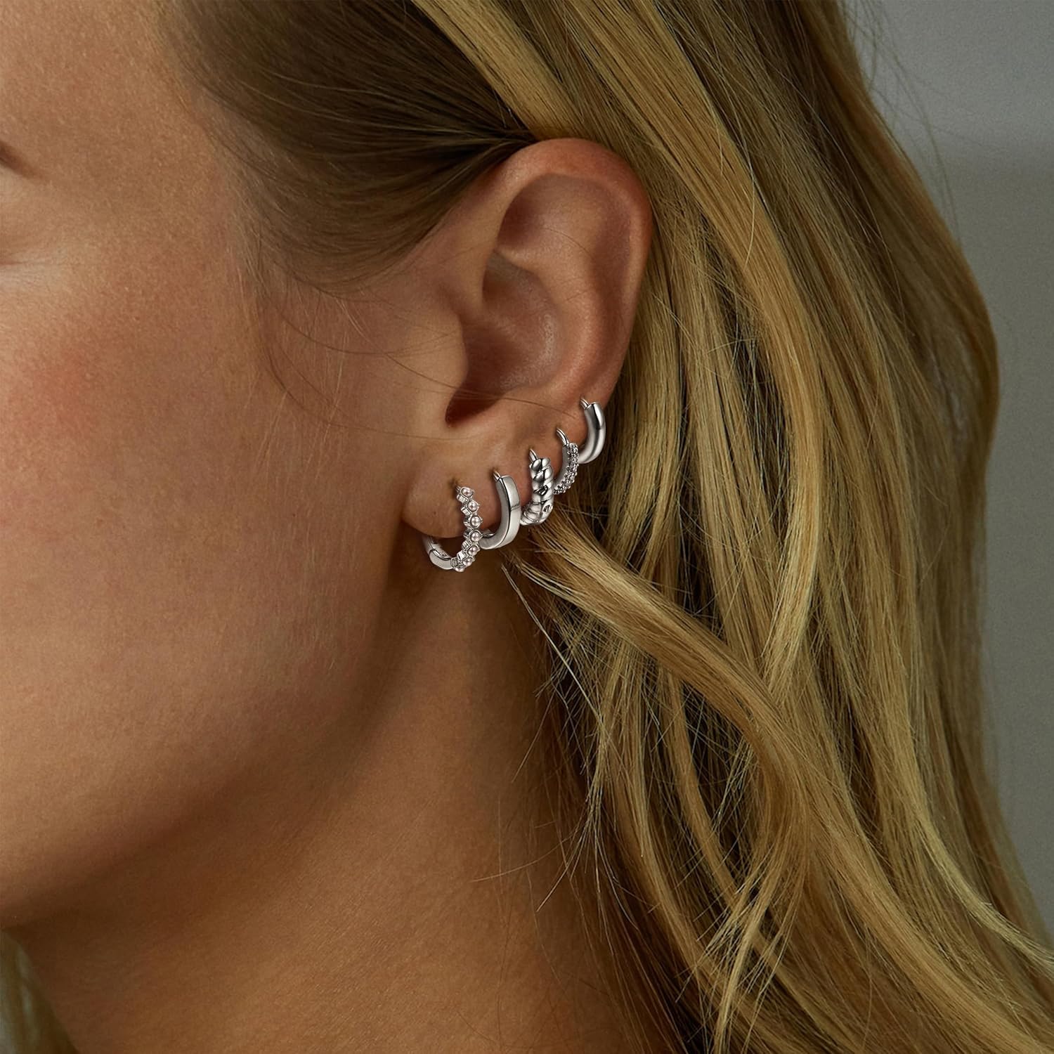 5 Pairs Gold Hoop Earrings Set for Women Chunky Silver Huggie Hoop Earrings Cartilage Piercing Earring Stacks Dainty Lightweight Jewelry - Image 2