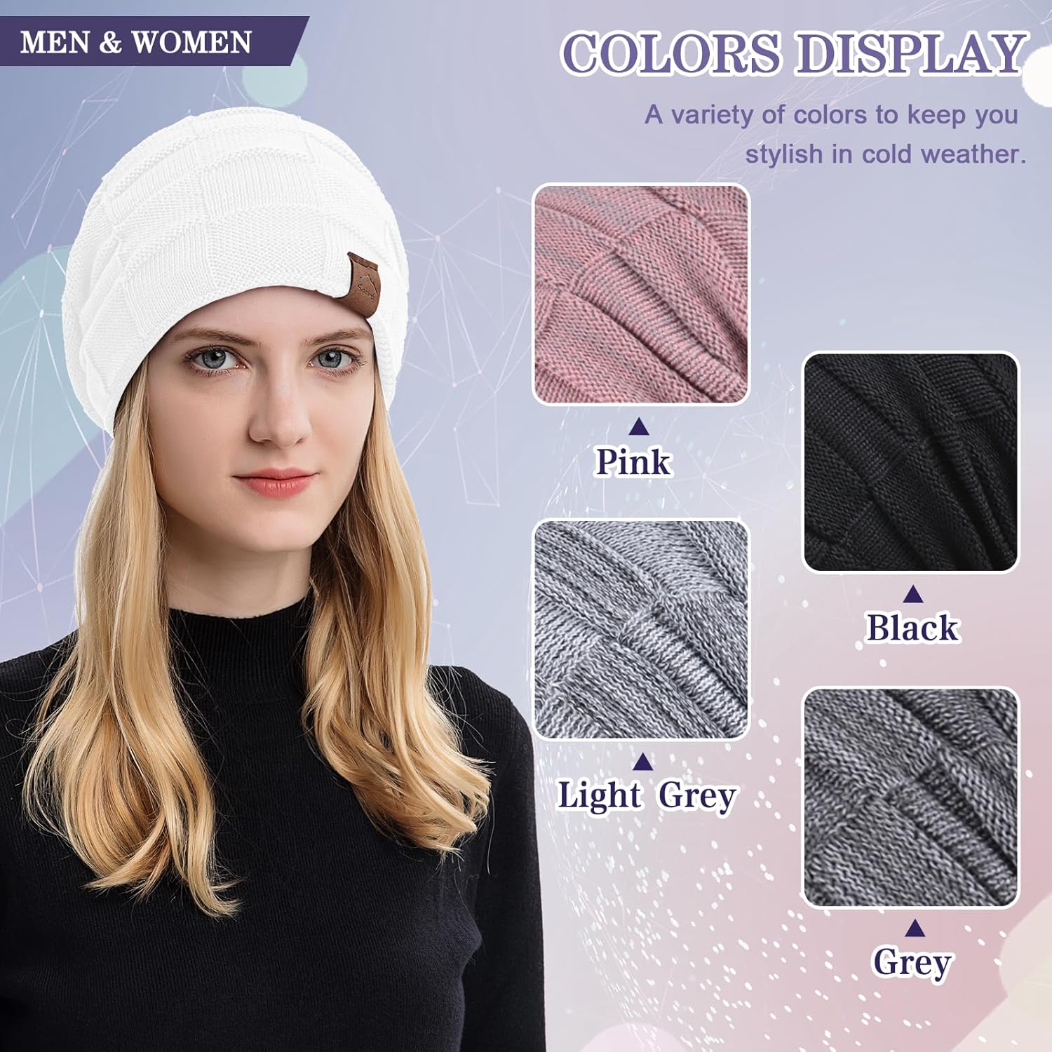 meioro Slouchy Beanie Hat for Men Women Warm Winter Hats Soft Fleece Lined Beanies Knit Thick Unisex Skull Cap - Image 5