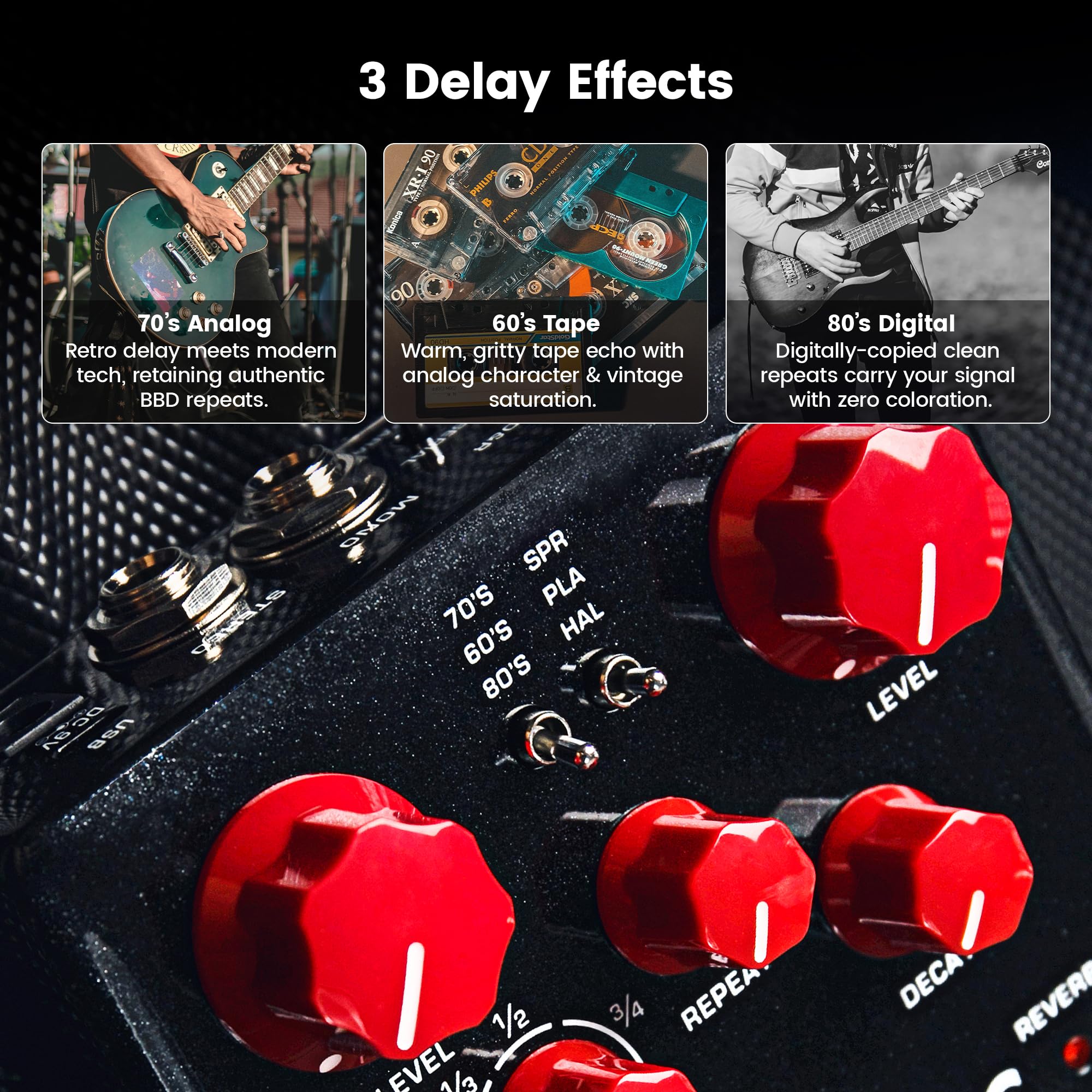 Amazon.com: NUX Atlantic Multi Delay and ReverbPedal with Inside