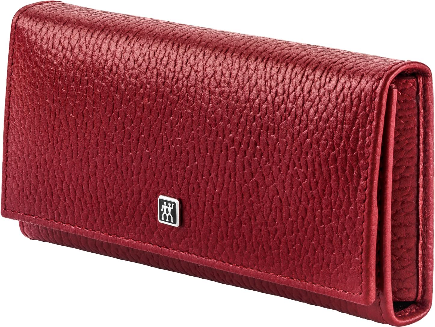 ZWILLING Set de manicura (5 piezas, cuidado de uñas y pedicura con estuche de piel auténtica con tijeras de uñas y tijeras para cutículas), acero inoxidable pulido, rojo