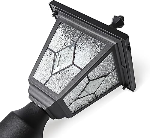 Miniatura 5 de KP4326Q-A Lámpara solar de poste de luz, iluminación al aire libre, luz de pilar solar LED de aluminio con vidrio Tiffany para columna de puerta,
