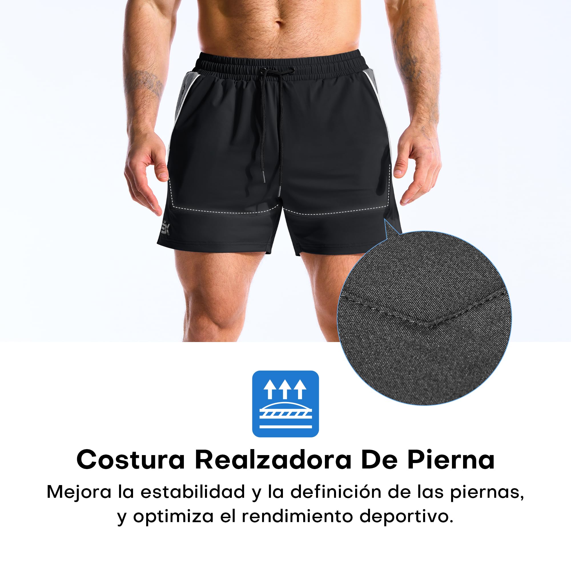 ZENWILL DRI-Armor Pantalones Cortos Hombre Deporte Cremallera Running Gym Secado Rápido