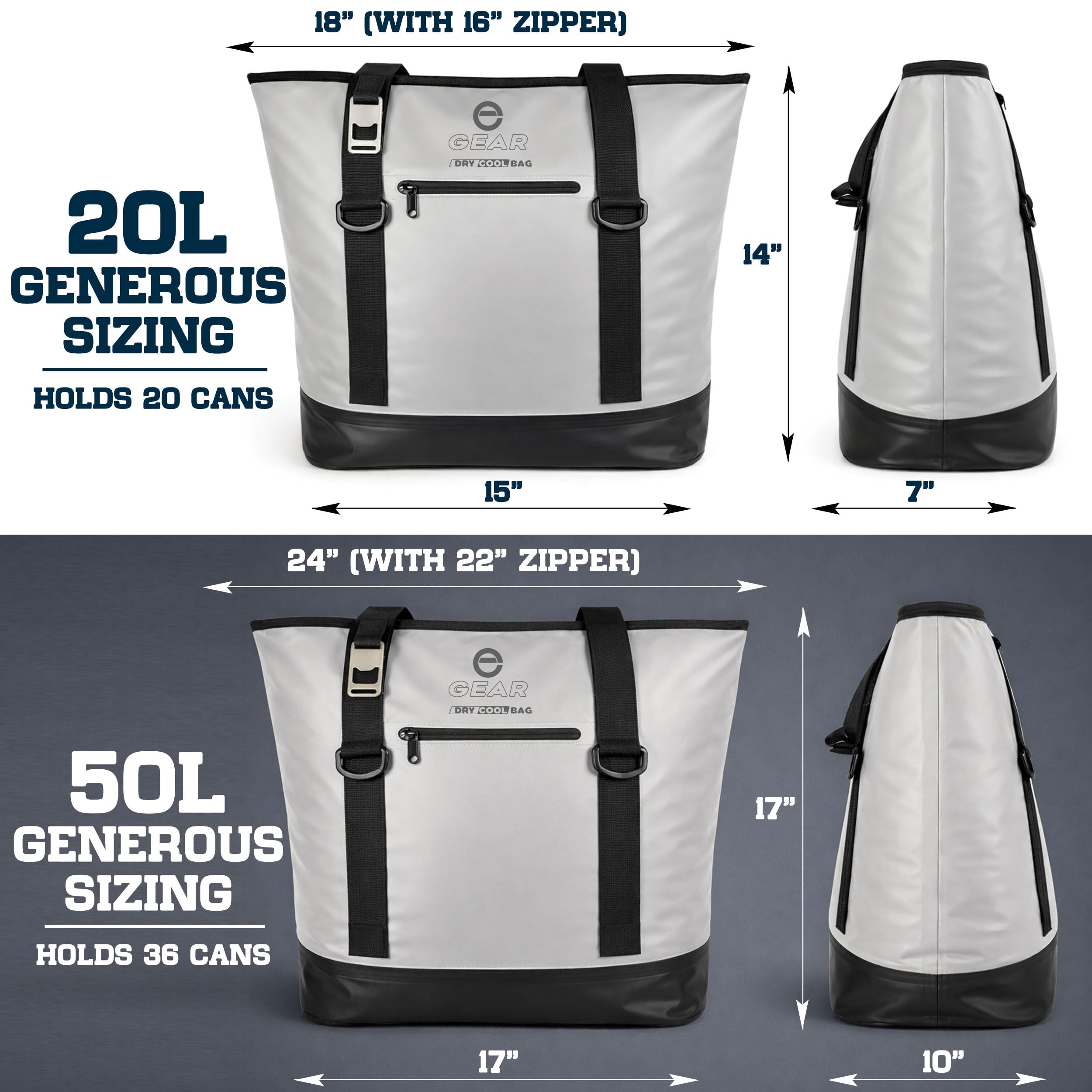 Enthusiast Gear Dry Bag - Bolsa térmica plegable, impermeable y a prueba de fugas, de lados suaves, para piscina, playa, 20 latas, Naranja, 20 Liter