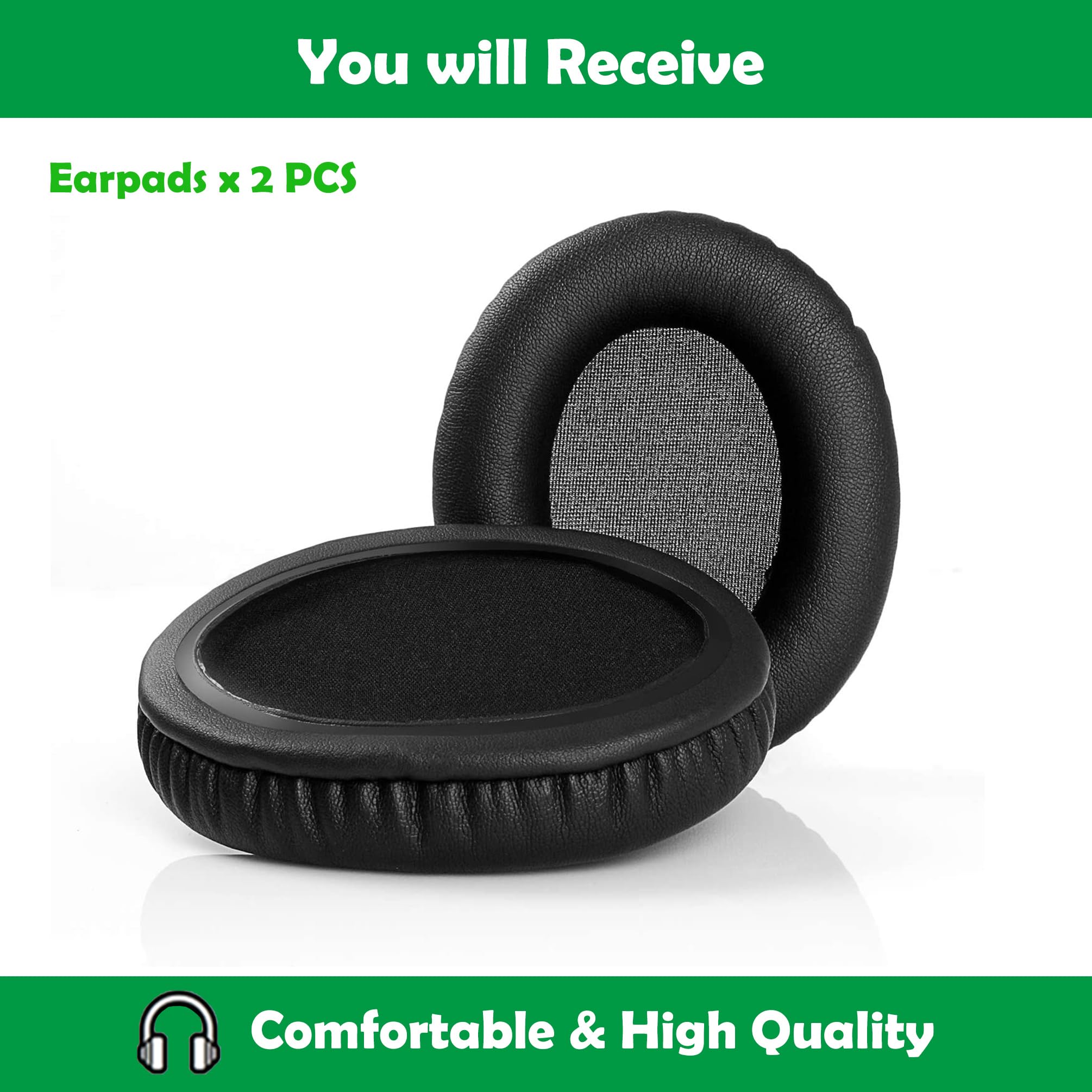 Coussinets Universels 65 Mm Pour Casque - En Cuir Protéiné Et Mousse, Remplacement Pour Sony, Philips, AKG, Noir