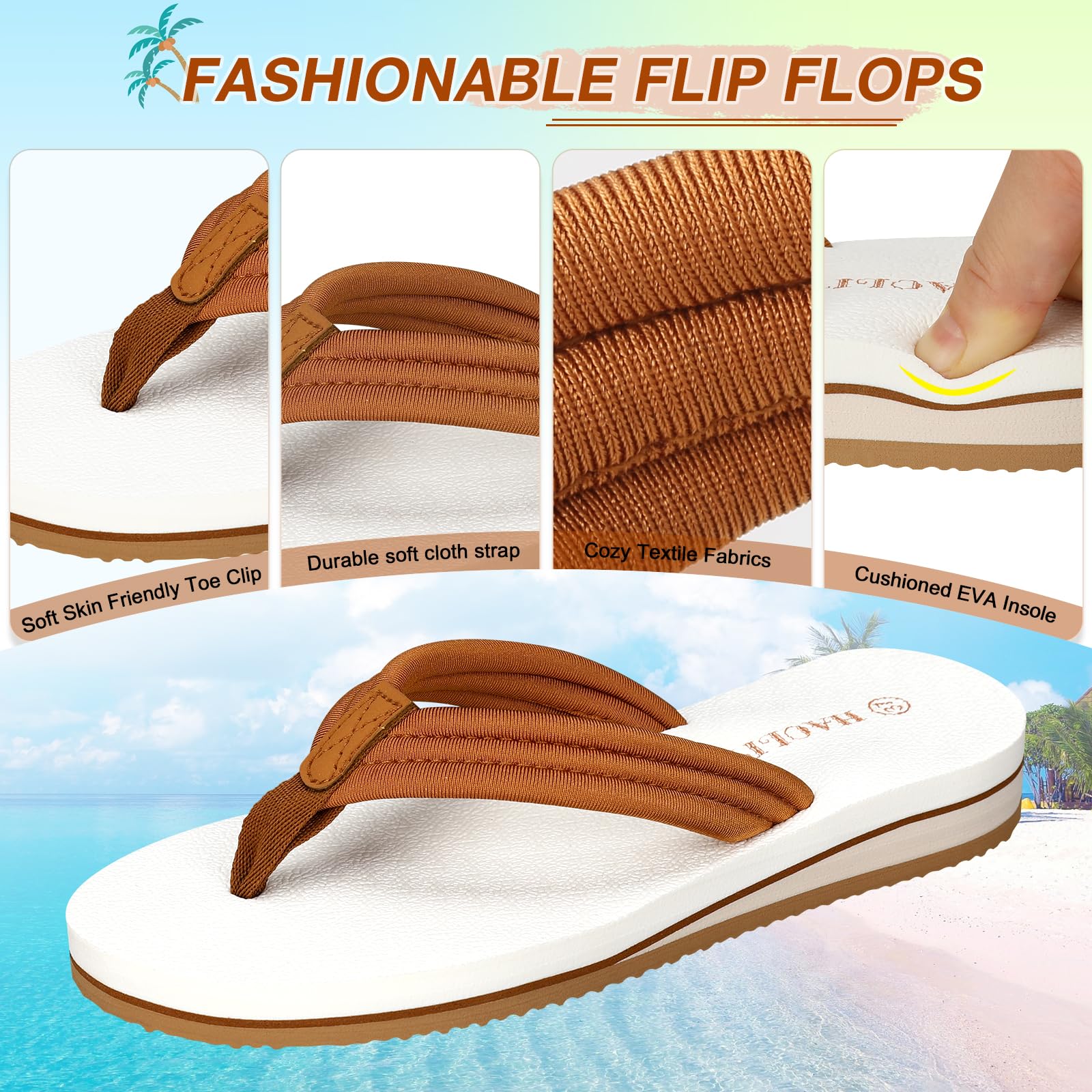 HAOLIRA Chanclas Mujer Moda Cómodas Tela Sandalias de Piscina Verano Playa Ligero Zapatos, Suela Antideslizante