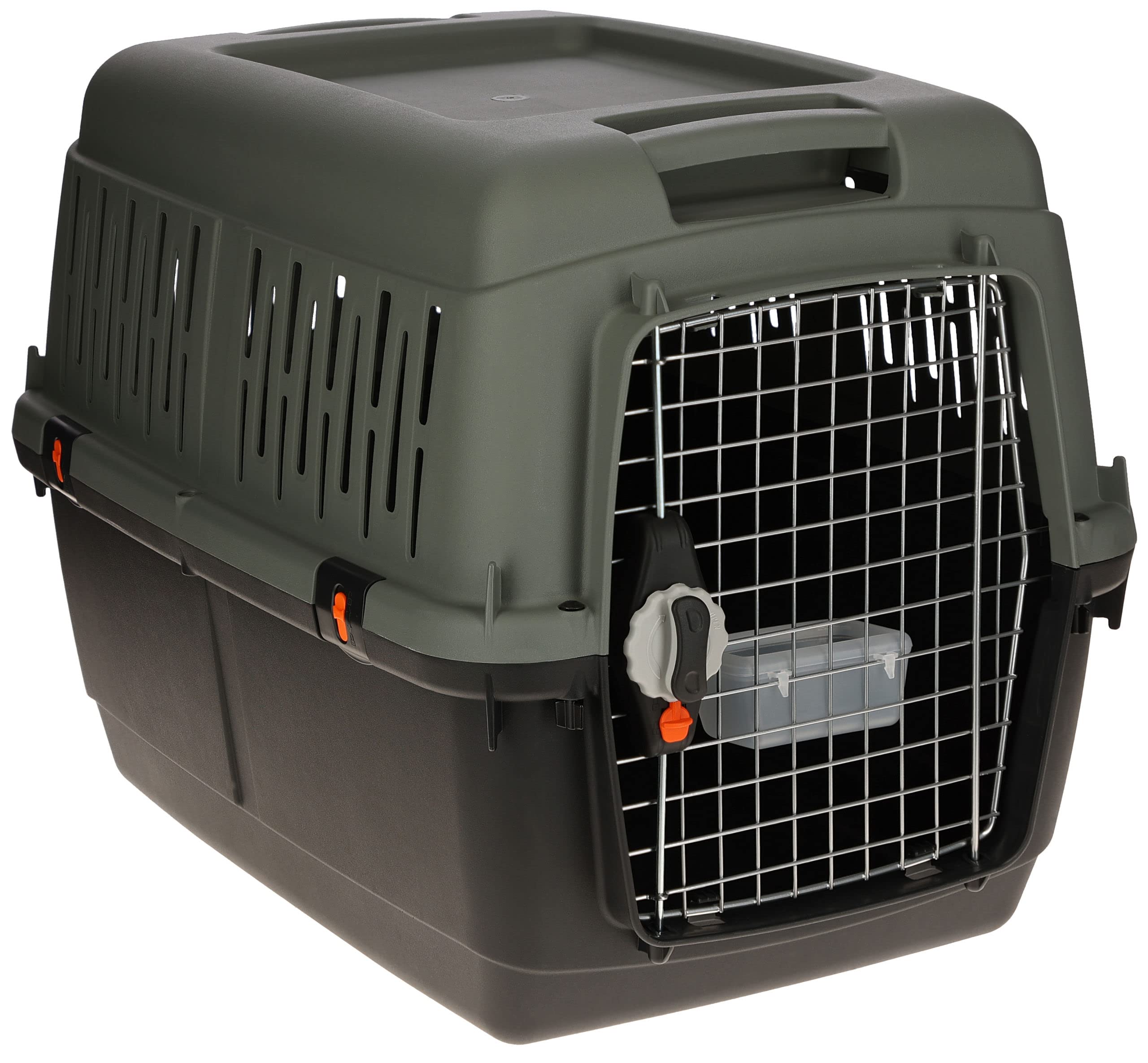 Kerbl Pet scatola di trasporto Eco, per cani, antracite/grigio-verde, 81x60x61,5 cm, plastica, 15-40 kg, adatto ai cani, adatto ai viaggi aerei, con porta in metallo