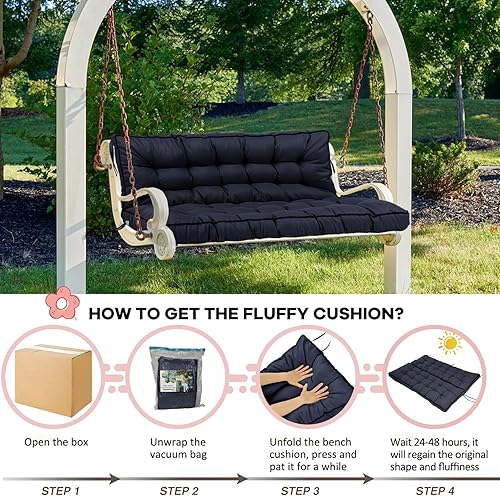 Miniatura 175 de Cojín de repuesto para columpio de 2-3 asientos, cojines de banco para exteriores con respaldo grueso de 4 pulgadas, muebles de patio, jardín, Flor