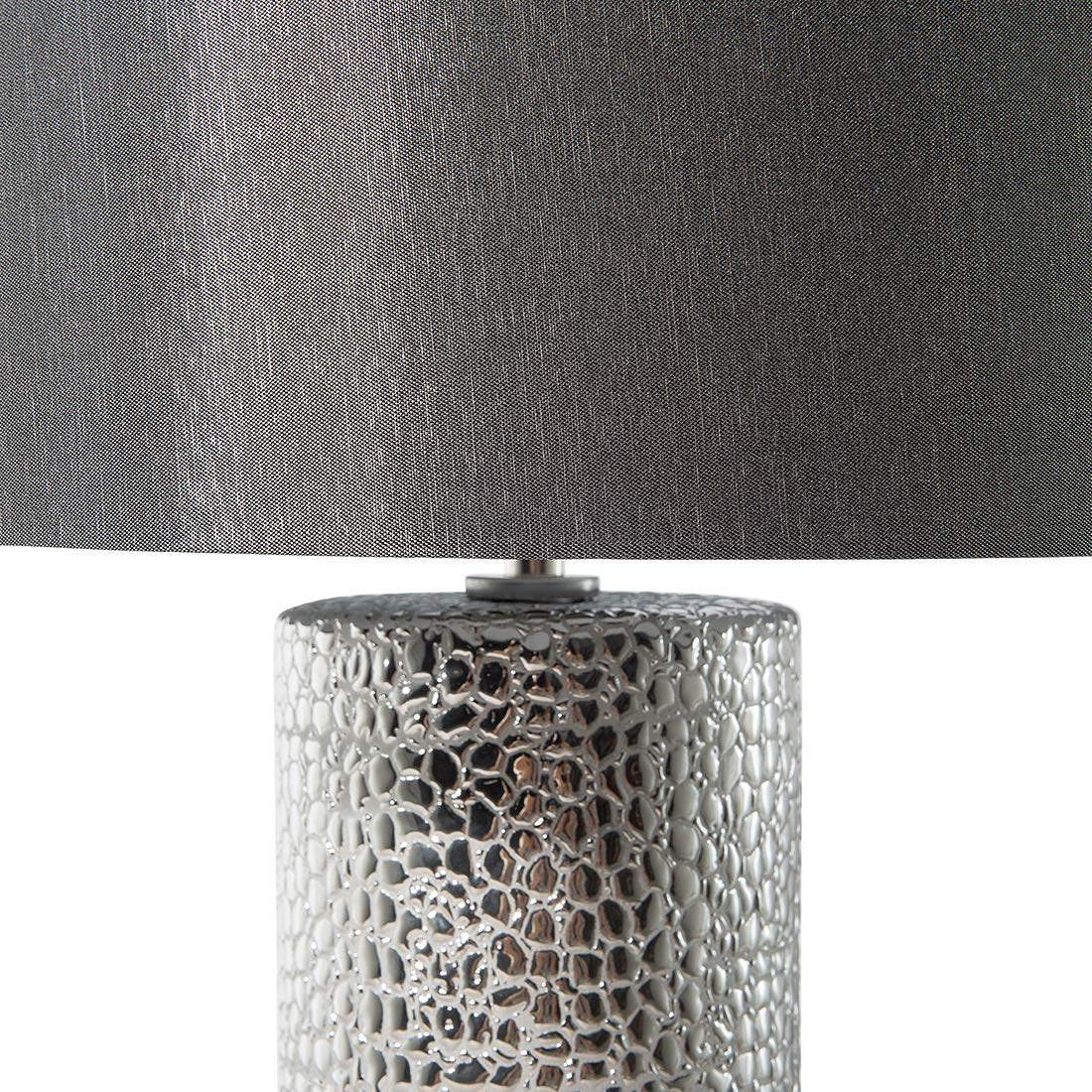Tischlampe im Glamour Stil Kunstseide/Porzellan schwarz/silber Aiken