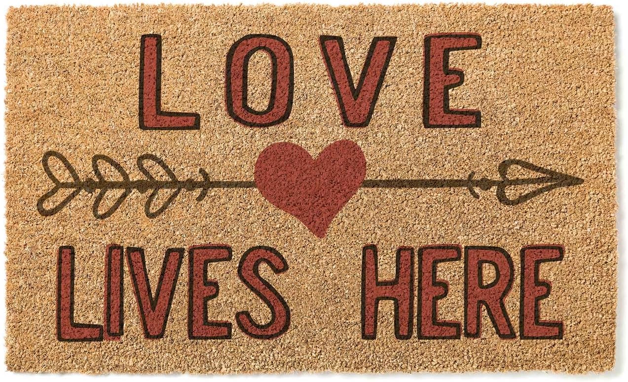 18x30 Coir Doormat Love Lives Here Heart