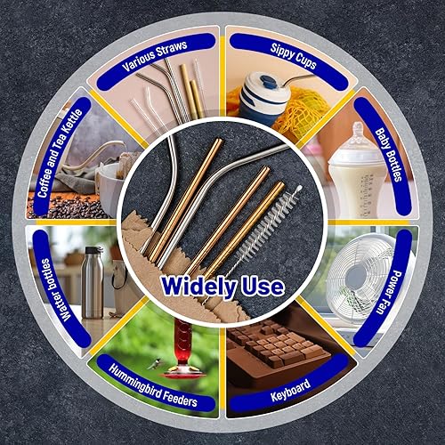 Miniatura 6 de Cepillo limpiador de pajillas, 50 piezas de cepillo limpiador de pajitas reutilizables, cepillo de limpieza para biberones, taza para sorber,