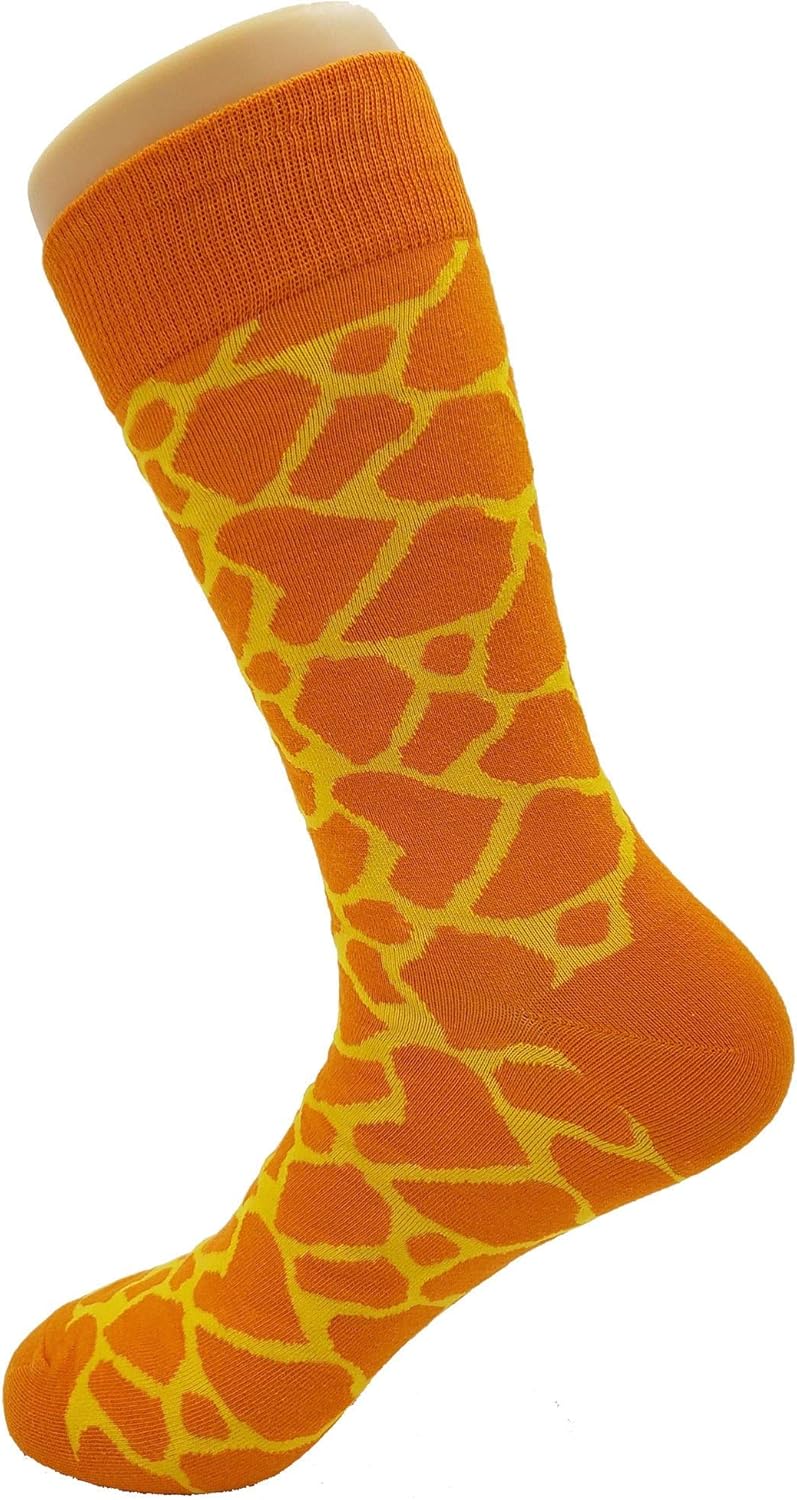 Giraffe Pattern Dress Socks Funny Novelty Crazy Fun Design Men Size 8-12 Cotton Casual Crew Colorful Funky Fancy Socks Gift for Men - Image 3