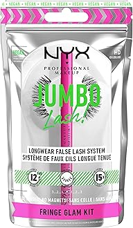 NYX PROFESSIONAL MAKEUP Jumbo Lash! Vegan False Eyelashes Kit with 2-in-1 Eyeliner Adhesive, Up to 12HR Wear, Reusable Fake Lashes - Fringe Glam Kit