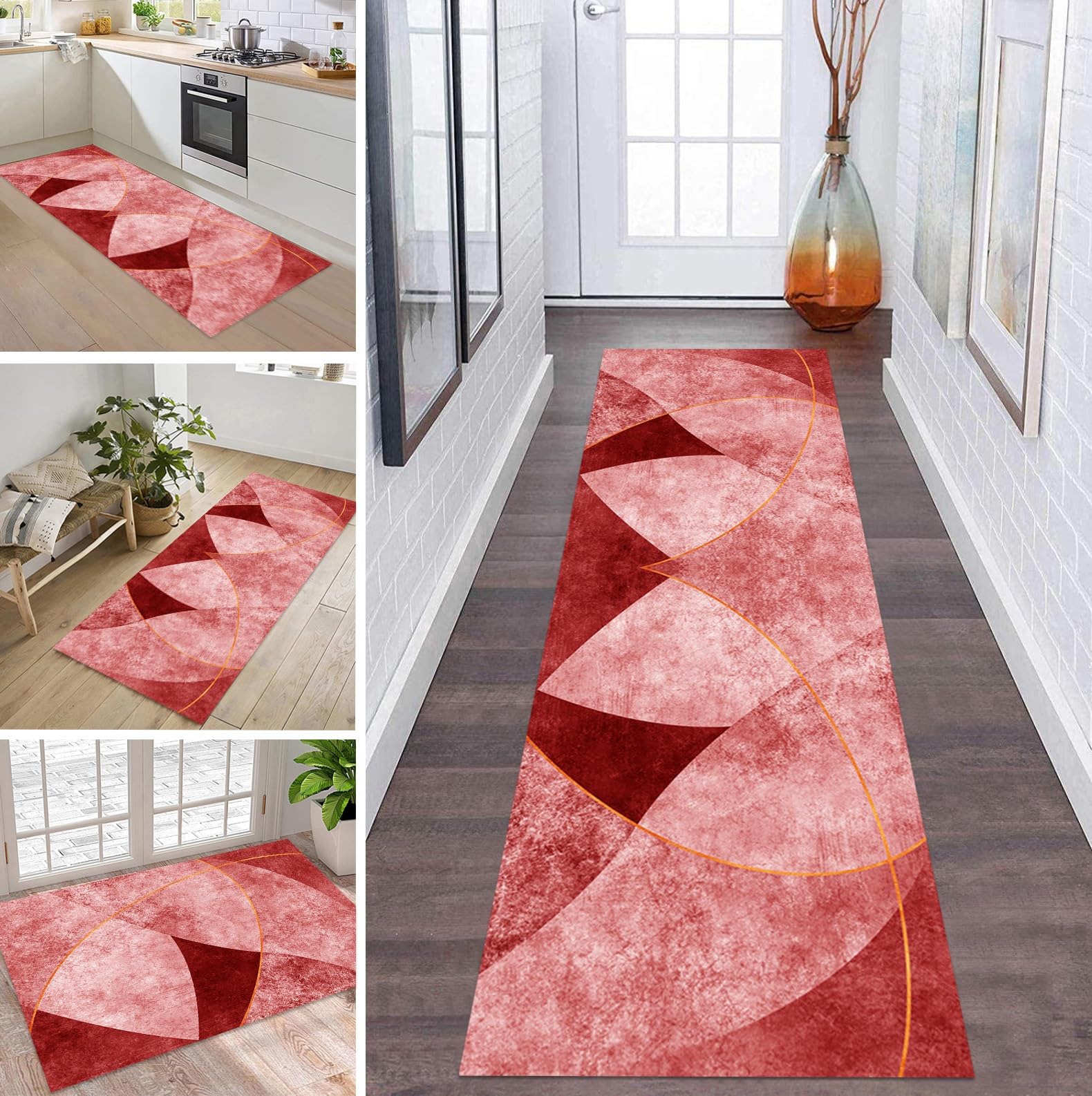 Tapis d'entrée lavable rouge pour un vestibule propre et chaleureux