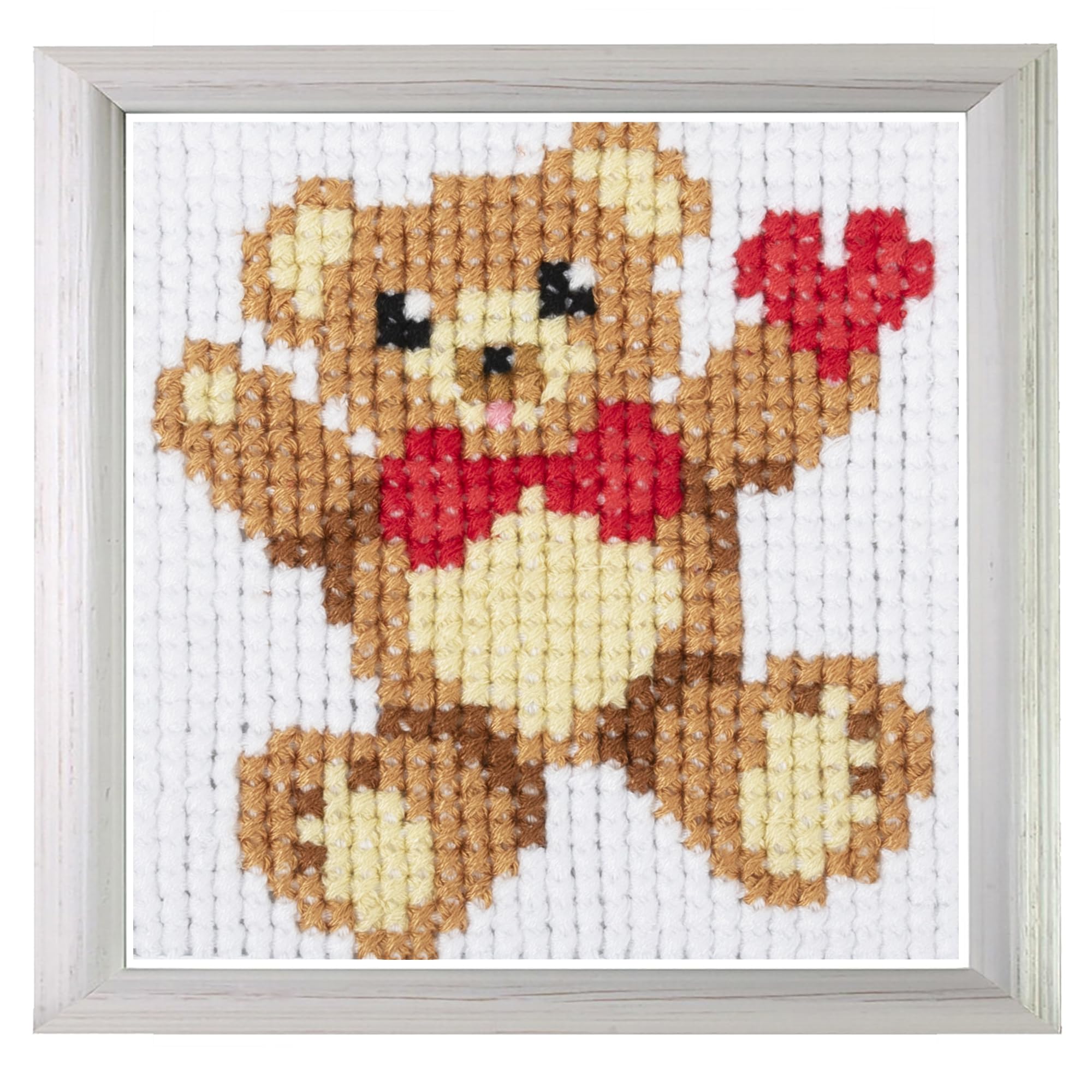 Trimits Children Learn to Cross Stitch Kits Counted Cross Stitch, Canvas Needle Thread Instructions Included, 15 x 15cm (6 x 6in), Teddy Bear