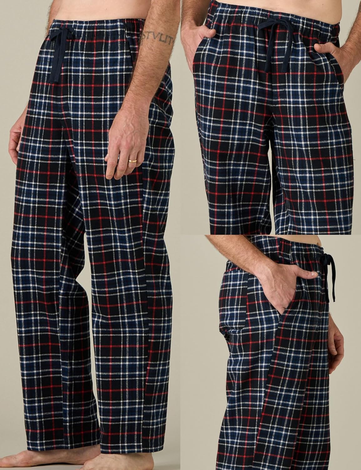 LAPASA Men's Pajama Pants Cotton Flannel Plaid Lounge Fleece Warm Sleepwear Pants PJ Bottoms Drawstring and Pockets M39/M128 - Image 4
