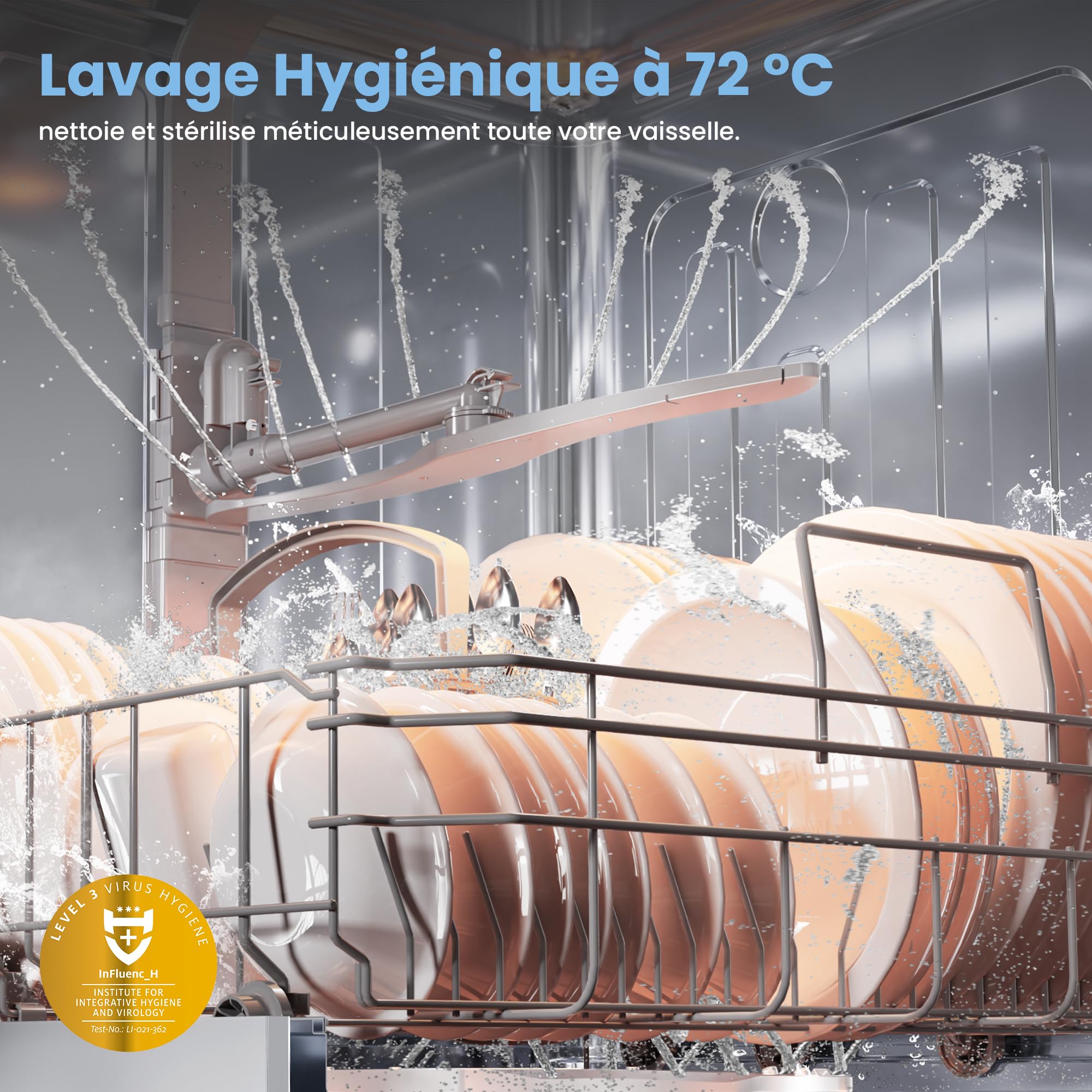 COMFEE' CDWEF1034BW Lave-vaisselle indépendant 10 couverts démarrage différé fonction demi-charge paniers flexibles Blanc