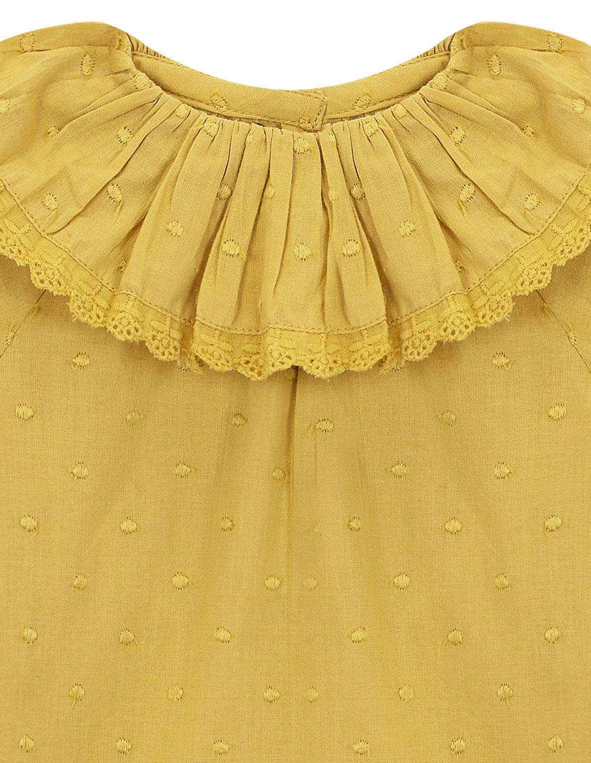 Gocco Camisa Cuello Volante Blusa, Bebé-Niñas, Amarillo (Mostaza Yf), 86 (Tamaño del Fabricante:12/18)
