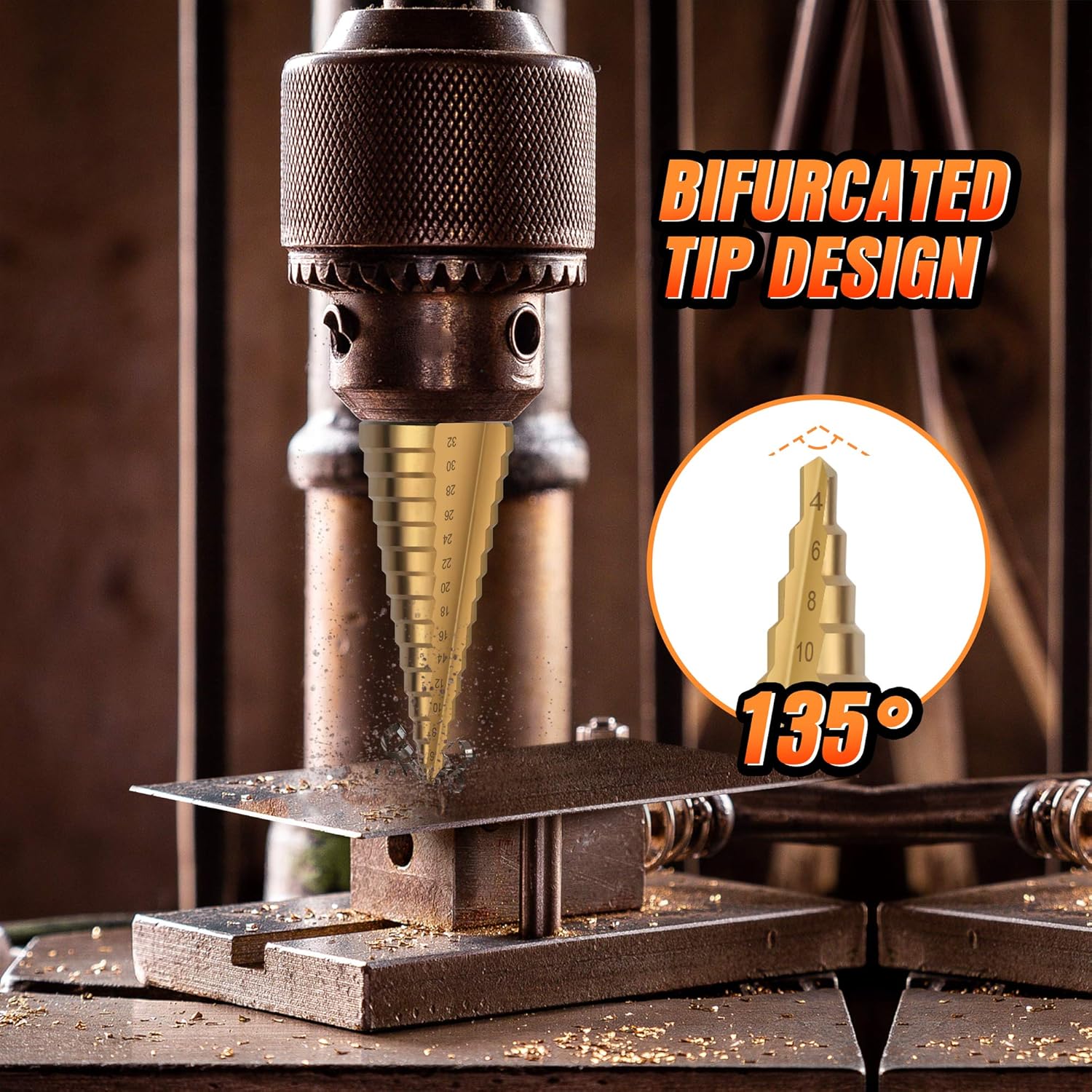❤ Crаzу Dеаlѕ JelBo HSS Step Drill Bit Sets, Hex Shank Multiple Hole Step Drill Bits with Impact Driver for DIY Woodworking, Metal (3Pcs/Set 4-12/4-20/4-32mm)