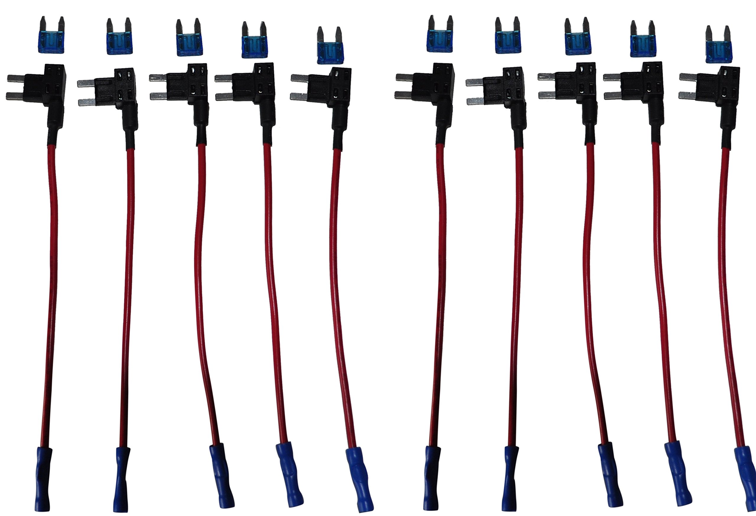 FTAP05 Car Add-A-Circuit Fuse TAP Adapter Mini ATM APM Blade Fuse Holder, 12 V, Pack of 10