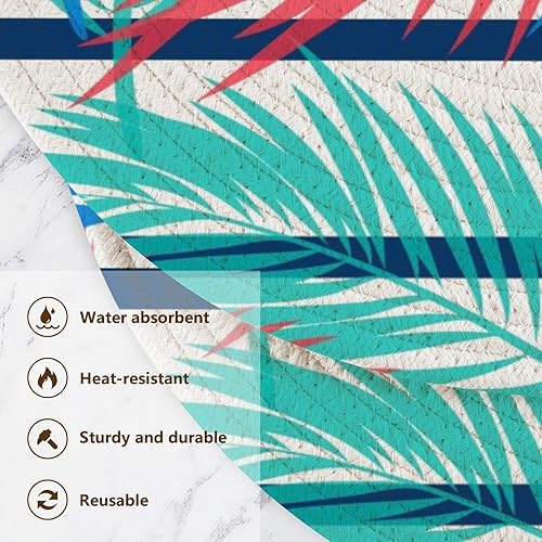 Miniatura 3 de Hermoso tapete de salvamanteles de cocina floral tropical, 3 piezas, resistente al calor, para ollas y sartenes calientes, camino de mesa para