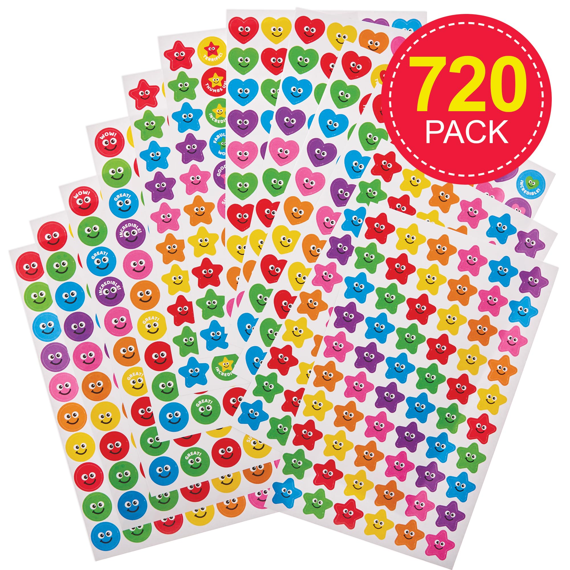 Baker Ross FN132 Reward Sticker Sheets - Pack of 720, Teachers Stickers for Classrooms and Schools Homework Stickers - Image 2