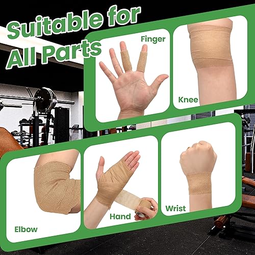 Vista 12 de Paquete de 6 vendajes autoadhesivos 2 pulgadas × 5 yardas, vendaje cohesivo transpirable para heridas, vendaje elástico médico para mascotas