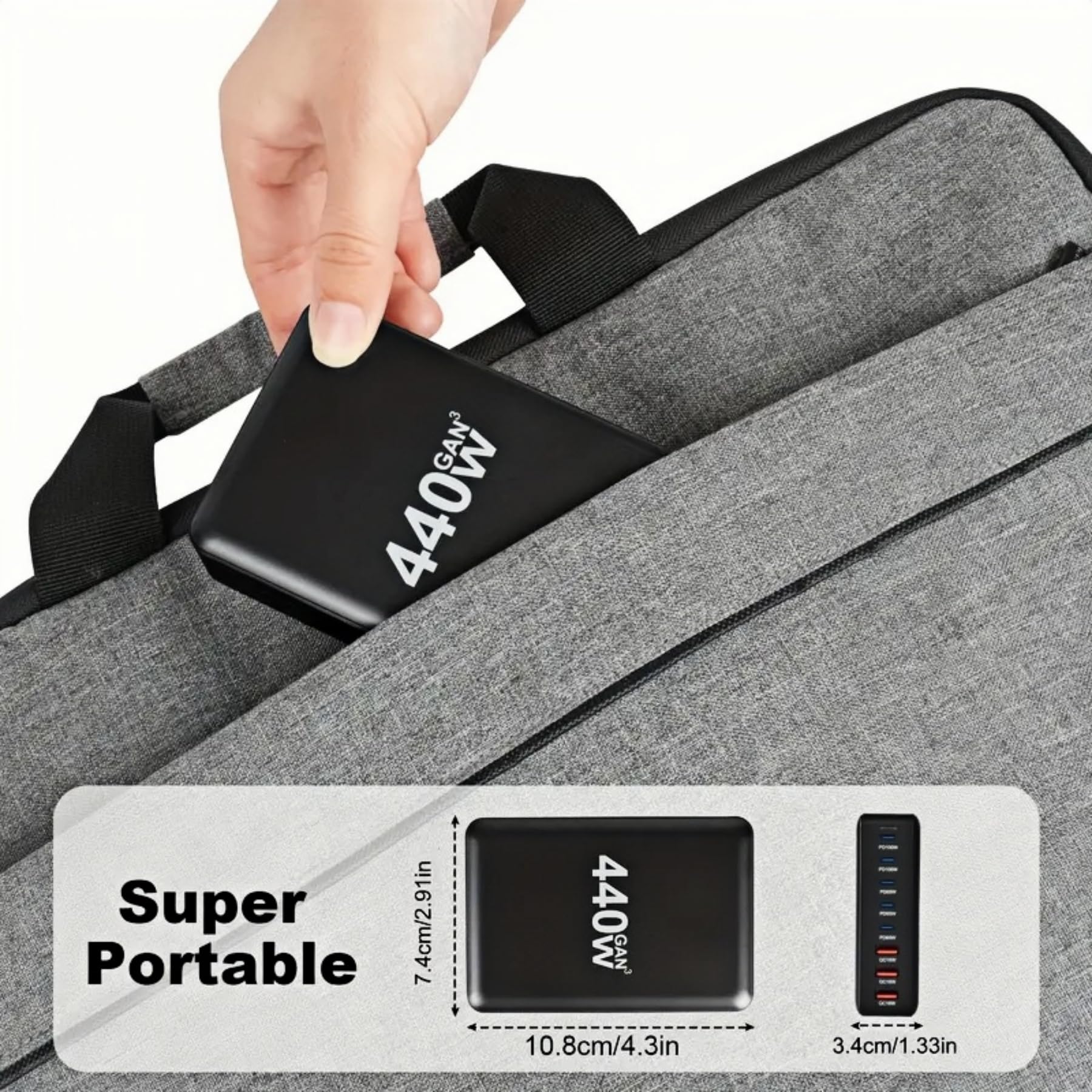 Caricatore USB C da 440 W a 8 porte con doppia porta PD PPS da 100 W, Caricabatterie Rapido con Ricarica Multipla USB-C da 65 W per MacBook Pro/Air/iPad, iPhone 16/15/14/13/12 Pro Max, Samsung ecc