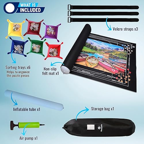 Miniatura 2 de Tapete de rompecabezas negro de 2000 piezas enrollable, diseño único, tablero de rompecabezas portátil para adultos y niños, ahorro de rompecabezas