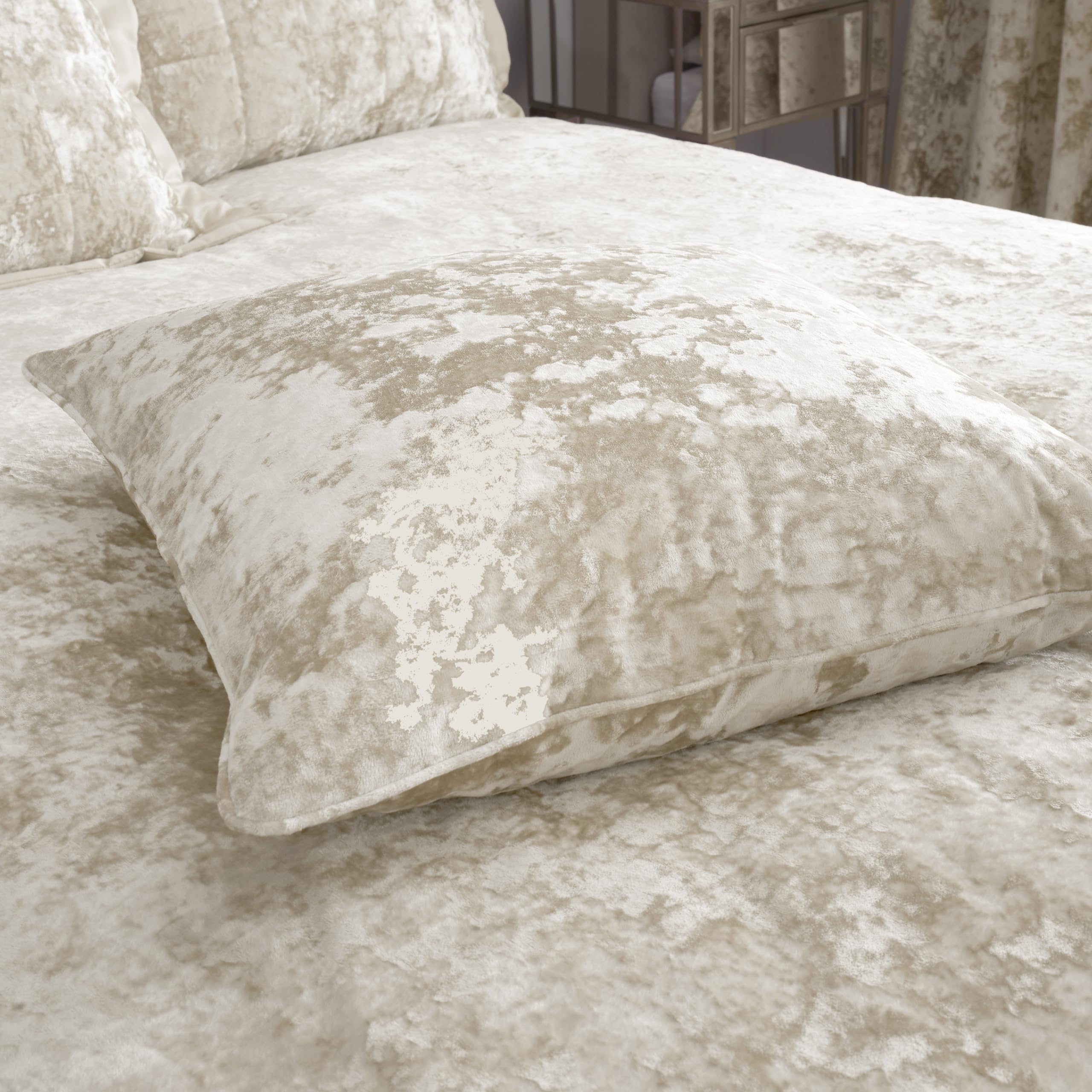 Catherine Lansfield  Crushed Velvet Cushion - Natural - 55x55cm