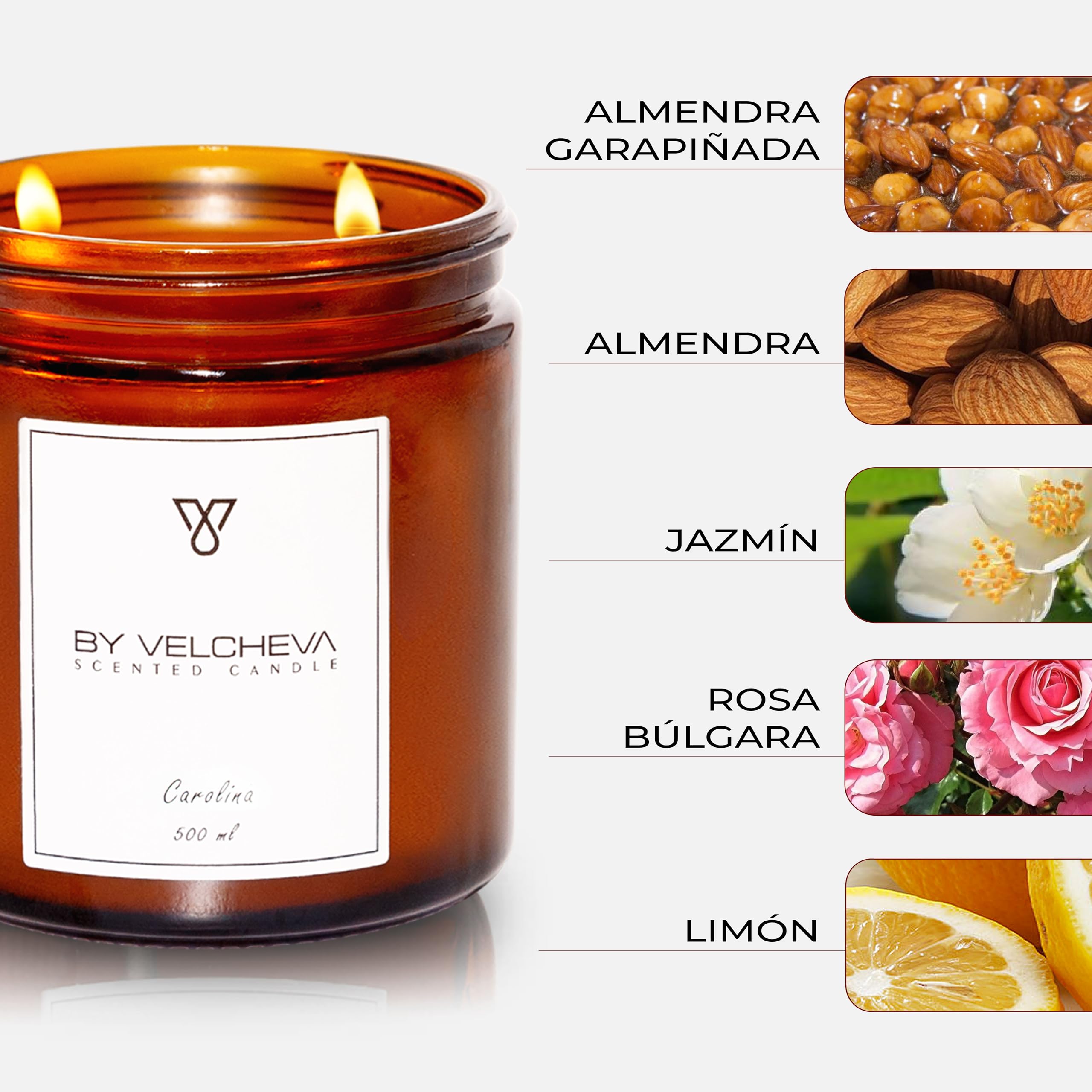 ı Vela perfumada CAROLINA ı Cera de Coco y Soja ı 60+ horas ı 500ml