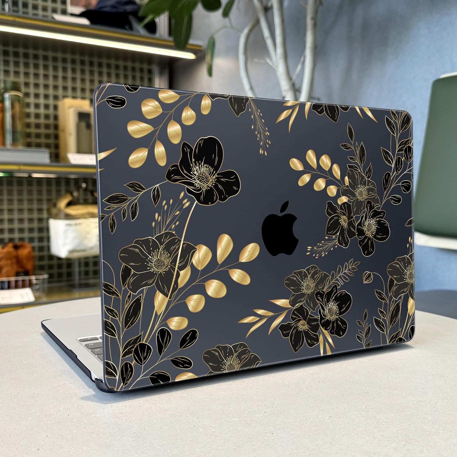 for MacBook Air 13.6" M4 Case 2025 2024 2022 Released A3240/A3113 M3/A2681 M2, Laptop Case with Keyboard Cover & Screen Protector & OTG Adapter & 2 Webcam Covers, Elegant Floral