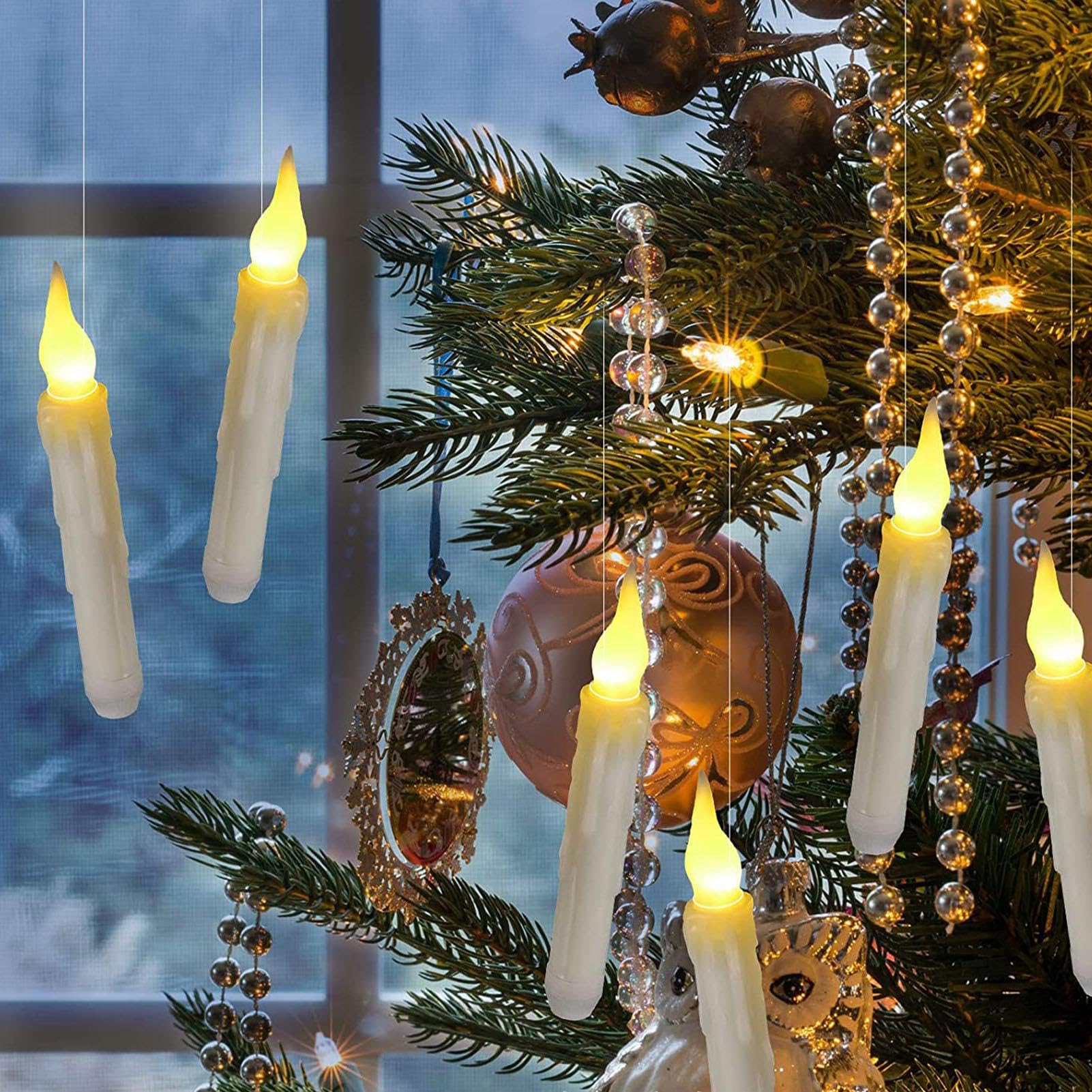 Velas LED flotantes,12 Velas sin Llama - Velas sin Llama con Pilas | Velas LED duraderas con Control Remoto, Velas cónicas 6,6 Pulgadas para cumpleaños, temática