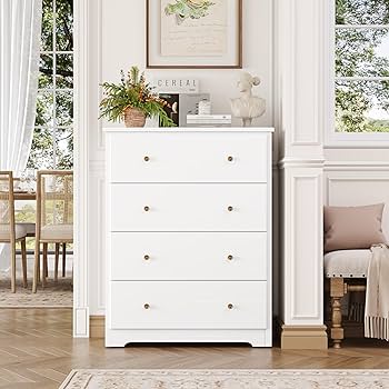 white christmas dresses Walker Edison Classic 4-Drawer Solid Wood Dresser main image 0