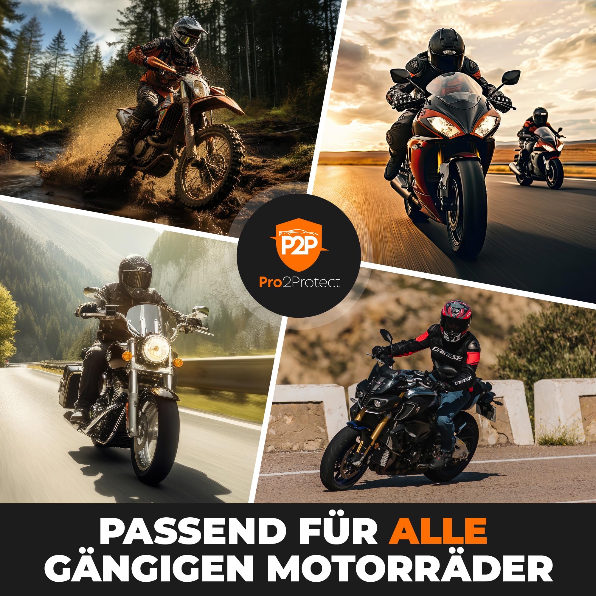 [ Test SEHR GUT ] Pro2Protect® Motorrad Abdeckplane SCHWARZ ORANGE wetterfest Outdoor Plane für Moped Roller Vespa Motorroller, 100% WASSERDICHT Garage Motorräder Abdeckung Motorradabdeckung Zubehör - 5