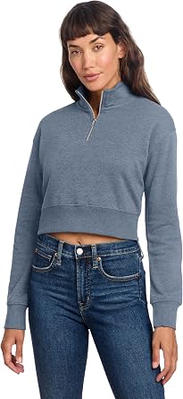 District Womens V.I.T. Fleece 1/2-Zip Cropped Pullover Sweatshirt